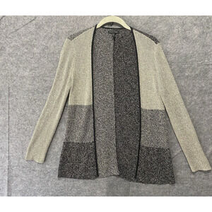 Eileen Fisher Wool Linen Cardigan Sz S Gray Color Block‎ Open Lightweight